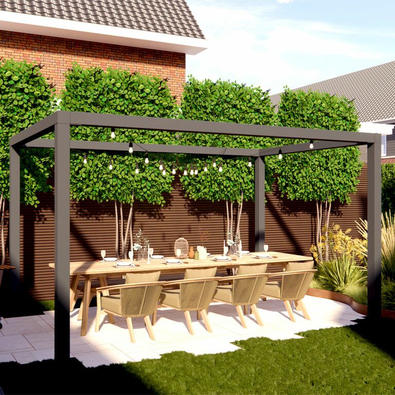 Práškom lakovaná oceľová pergola usporiadanie štvorcový 274 x 250 cm