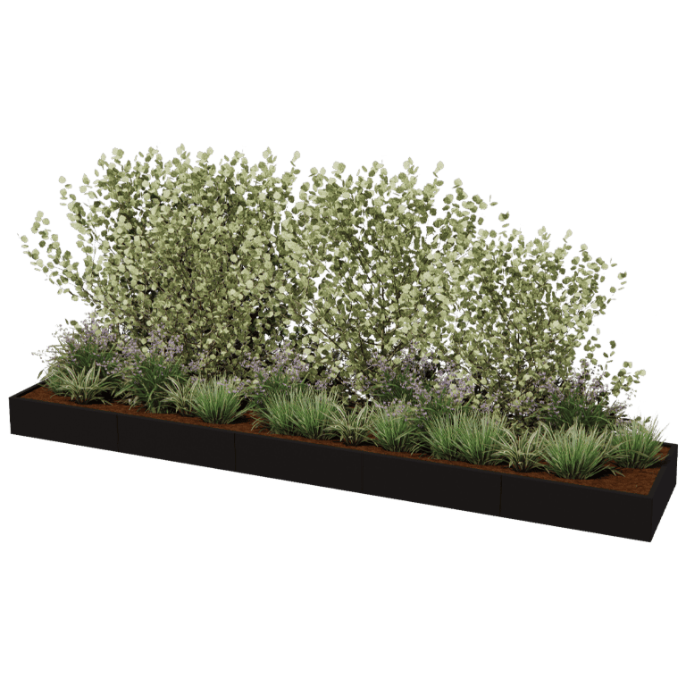 Práškom lakovaný oceľový kvetináč Texas xxl 500 x 100 cm