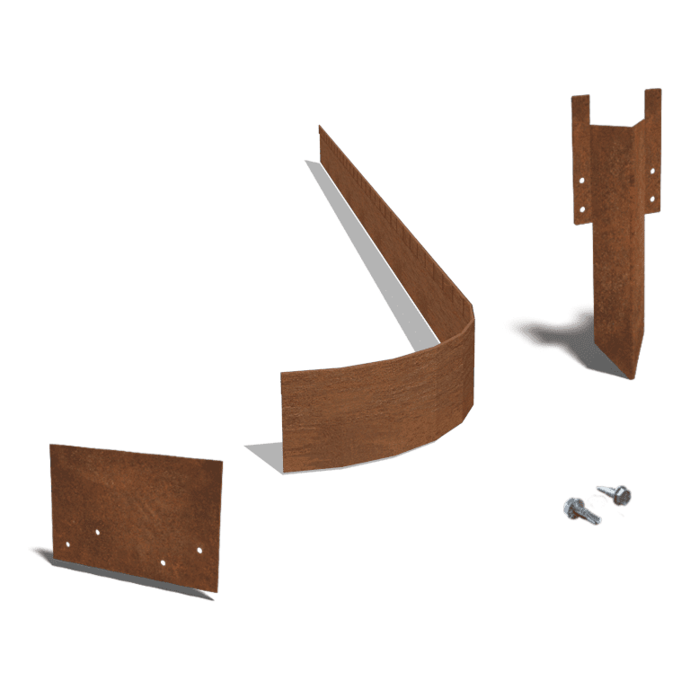 Trávnikové obruby z cortenovej ocele sploštené FLEX 13 cm kompletná sada na 24 metrov
