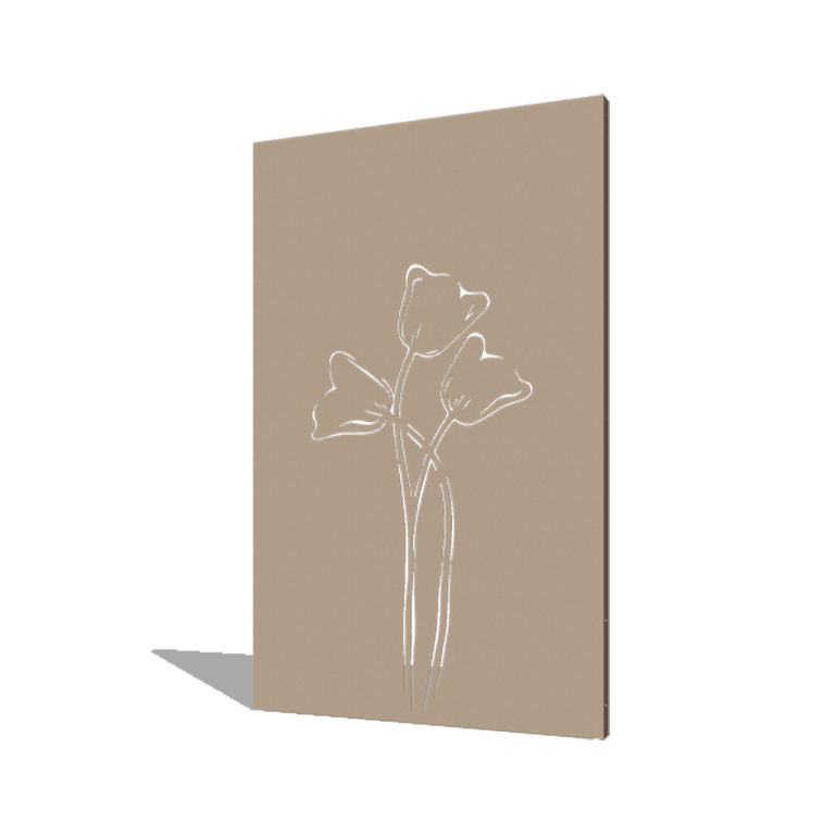 Práškom lakovaný oceľový panel tulipán symetrické 120 x 6 x 190 cm