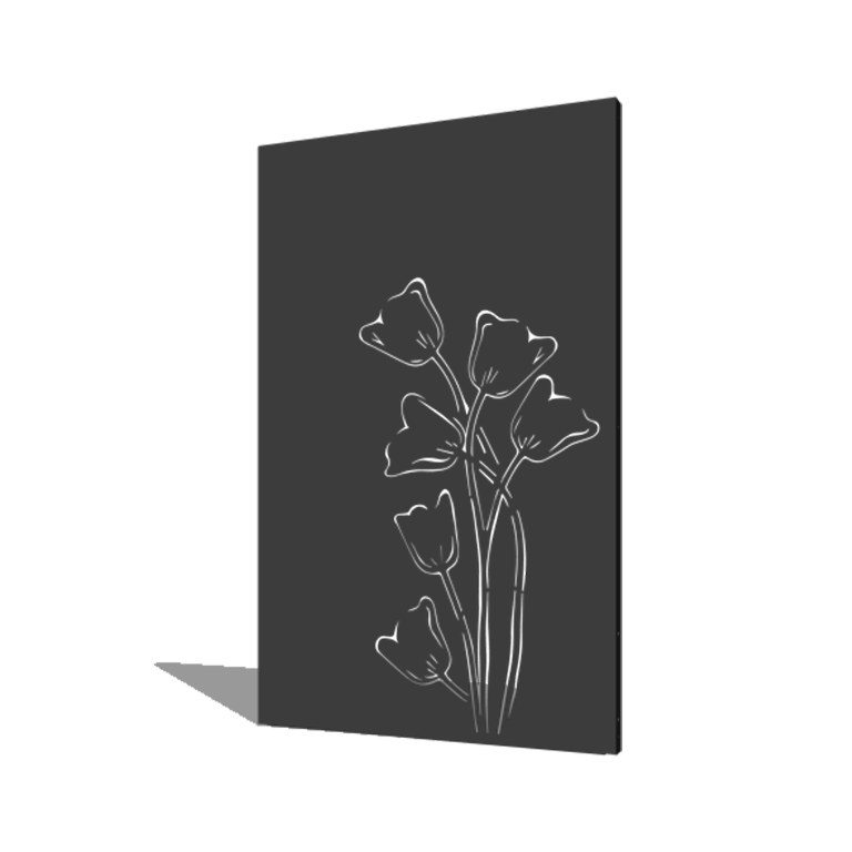Práškom lakovaný oceľový panel tulipán asymetrické 120 x 6 x 190 cm
