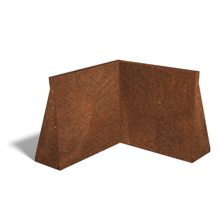 Oporná stena z cortenovej ocele vnútorný roh 50 x 50 cm (výška 50 cm)