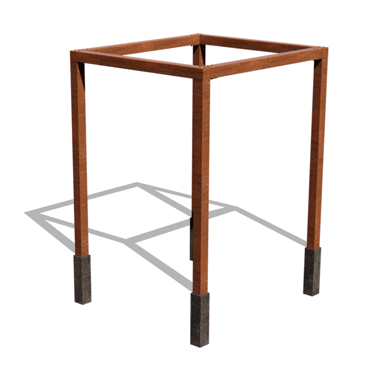 Pergola z cortenovej ocele usporiadanie štvorcový 224 x 200 cm