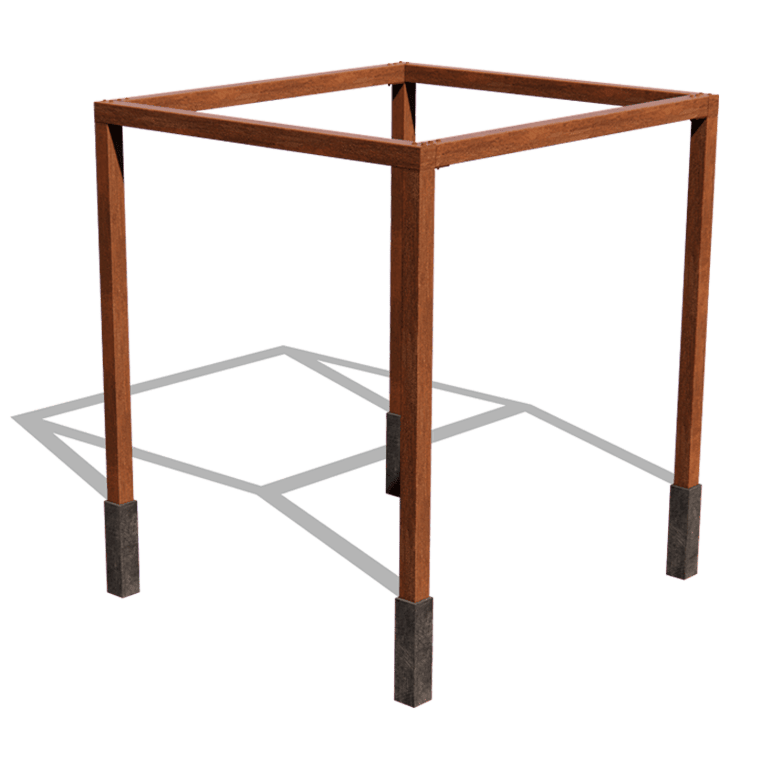 Pergola z cortenovej ocele usporiadanie štvorcový 274 x 250 cm