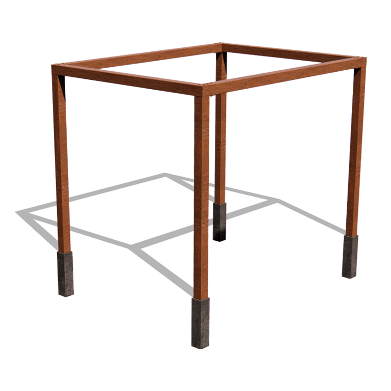 Pergola z cortenovej ocele usporiadanie štvorcový 324 x 250 cm