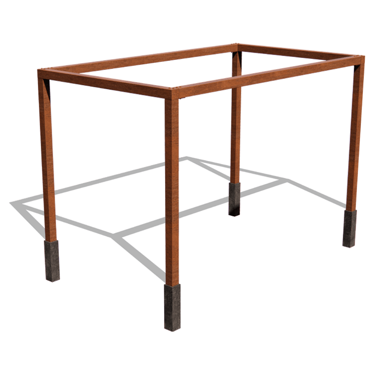 Pergola z cortenovej ocele usporiadanie štvorcový 424 x 250 cm
