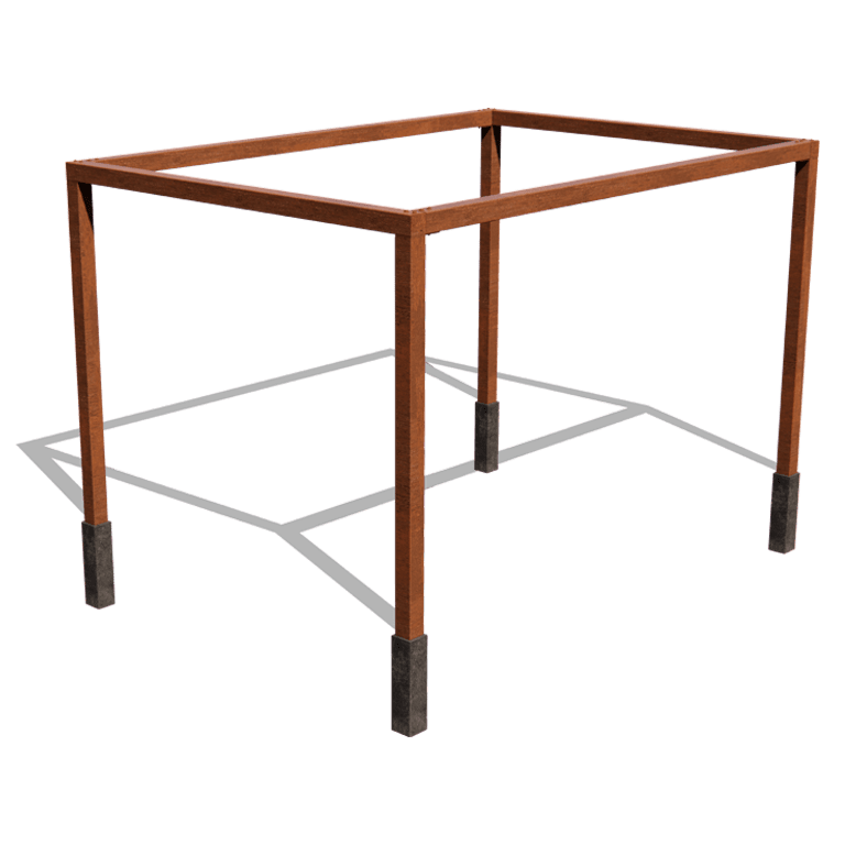 Pergola z cortenovej ocele usporiadanie štvorcový 424 x 300 cm