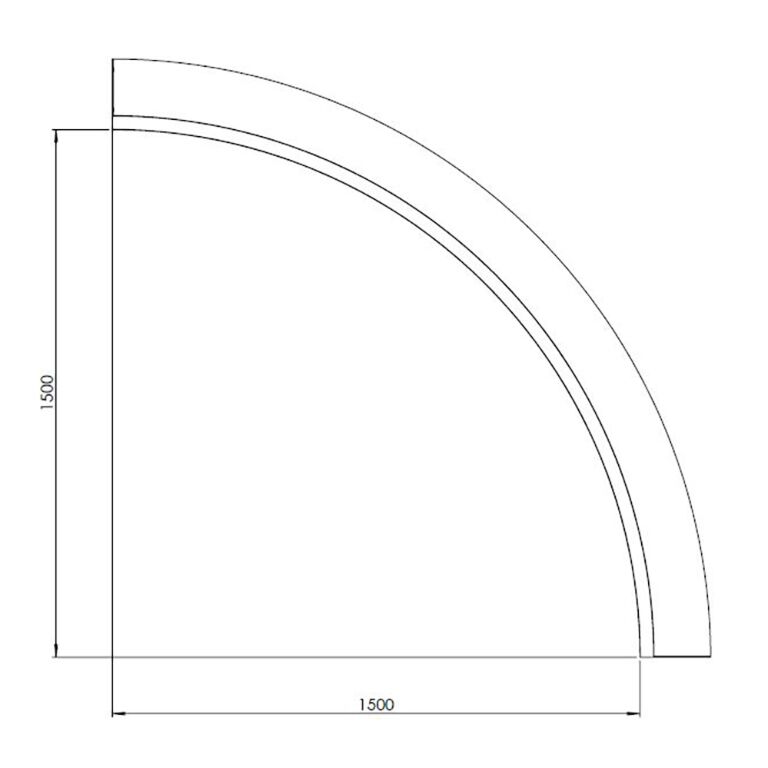 Oporná stena z cortenovej ocele vnútorné zakrivenie 150 x 150 cm (výška 30 cm)