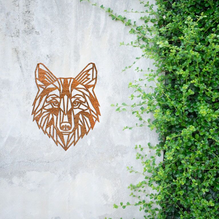 Nástenná výzdoba z cortenovej ocele Vlk 1.0