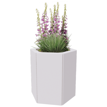 Oceľový kvetináč - Šesťuholník - 39,3 x 34,6 x 80 cm - Iná farba RAL - So spodnou doskou - S kolieskami