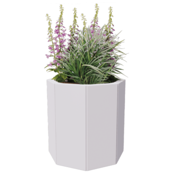Oceľový kvetináč - Osembuholník - 48,3 x 48,3 x 30 cm - RAL9010 matný (biela) - So spodnou doskou