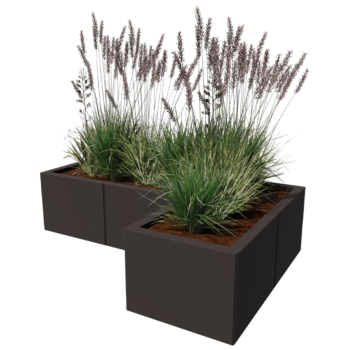 Oceľový kvetináč - L-tvar - 120 x 80 x 80 cm - Iná farba RAL - Bez spodnej dosky