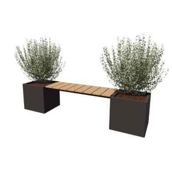 Oceľový kvetináč - Štvorec - 221,2 x 50 x 50 cm - Iná farba RAL - So spodnou doskou - S lavičkou