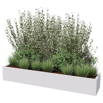 Oceľový kvetináč XXL - Obdĺžnik - 200 x 40 x 30 cm - Iná farba RAL - So spodnou doskou