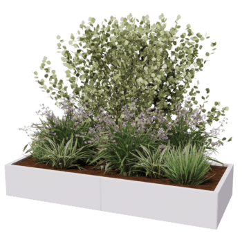 Oceľový kvetináč XXL - Obdĺžnik - 200 x 80 x 30 cm - Iná farba RAL - Bez spodnej dosky