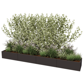 Oceľový kvetináč XXL - Obdĺžnik - 320 x 50 x 30 cm - Iná farba RAL - Bez spodnej dosky