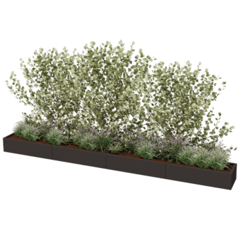 Oceľový kvetináč XXL - Obdĺžnik - 480 x 50 x 30 cm - Iná farba RAL - So spodnou doskou