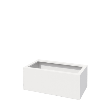 Oceľový kvetináč - Obdĺžnik - 80 x 40 x 30 cm - RAL9010 matný (biela) - So spodnou doskou