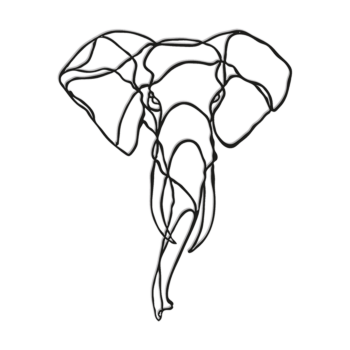 Oceľová nástenná dekorácia - Slon 1.0 Small - 60 x 48,1 cm