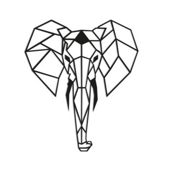 Oceľová nástenná dekorácia - Slon 2.0 Small - 60 x 51,7 cm