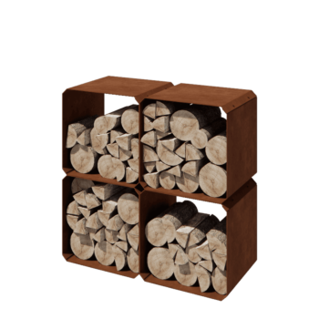 Prístrešok na drevo z cortenovej ocele - Colorado 4 kusy - 40 x 40 x 40 cm