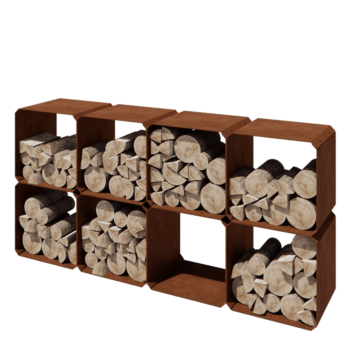 Prístrešok na drevo z cortenovej ocele - Colorado 8 kusov - 40 x 40 x 40 cm