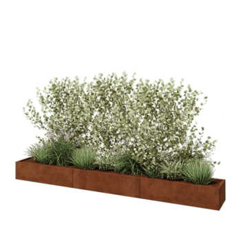 Cortenový kvetináč XXL - Obdĺžnik - 360 x 40 x 30 cm - So spodnou doskou