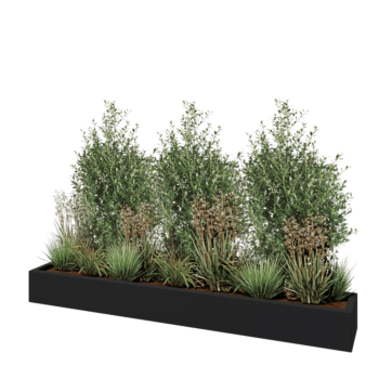 Kvetináč zo sklolaminátu - Obdĺžnik - 200 x 30 x 20 cm - RAL7021 matná (čierna sivá) - S dnom