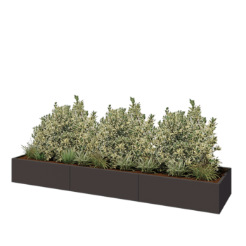 Oceľový kvetináč XXL - Obdĺžnik - 360 x 80 x 40 cm - RAL7016 matný (antracitová sivá) - So spodnou doskou