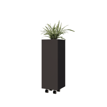 Oceľový kvetináč - Štvorec - 30 x 30 x 80 cm - Iná farba RAL - So spodnou doskou - S kolieskami