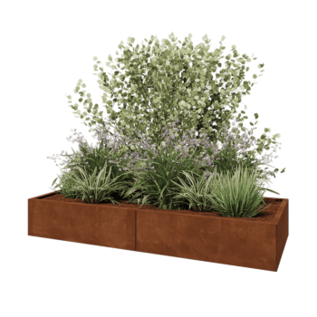 Cortenový kvetináč XXL - Obdĺžnik - 200 x 80 x 30 cm - So spodnou doskou