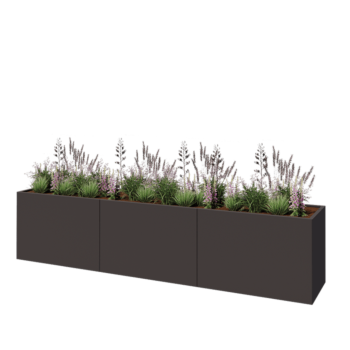 Oceľový kvetináč XXL - Obdĺžnik - 360 x 60 x 80 cm - RAL7016 matný (antracitová sivá) - So spodnou doskou