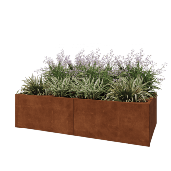 Cortenový kvetináč XXL - Obdĺžnik - 200 x 100 x 50 cm - So spodnou doskou