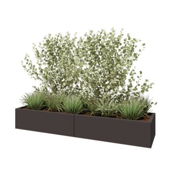 Oceľový kvetináč XXL - Obdĺžnik - 200 x 50 x 30 cm - RAL7016 matný (antracitová sivá) - So spodnou doskou