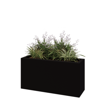 Kvetináč zo sklolaminátu - Obdĺžnik - 100 x 30 x 50 cm - RAL9005 matná (čierna) - S dnom