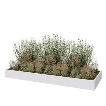 Oceľový kvetináč XXL - Obdĺžnik - 360 x 120 x 30 cm - RAL9010 matný (biela) - So spodnou doskou