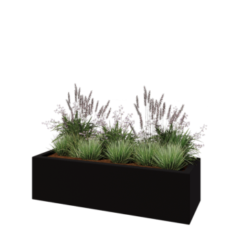 Kvetináč zo sklolaminátu - Obdĺžnik - 150 x 50 x 40 cm - RAL9005 matná (čierna) - S dnom