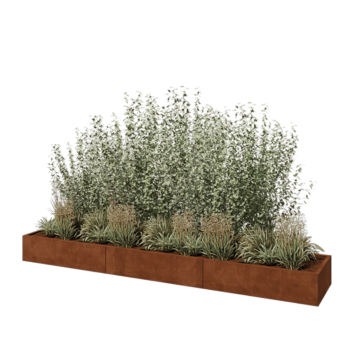 Cortenový kvetináč XXL - Obdĺžnik - 360 x 60 x 30 cm - So spodnou doskou