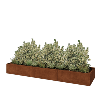 Cortenový kvetináč XXL - Obdĺžnik - 360 x 80 x 40 cm - So spodnou doskou