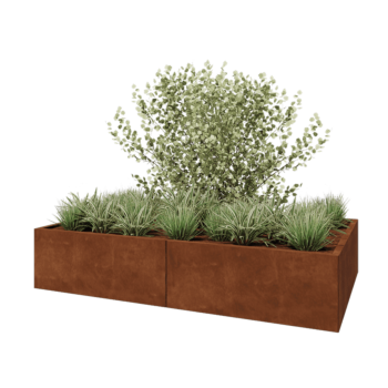 Cortenový kvetináč XXL - Obdĺžnik - 200 x 120 x 40 cm - So spodnou doskou