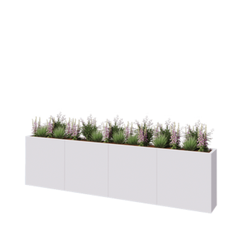 Oceľový kvetináč XXL - Obdĺžnik - 320 x 30 x 80 cm - RAL9010 matný (biela) - So spodnou doskou