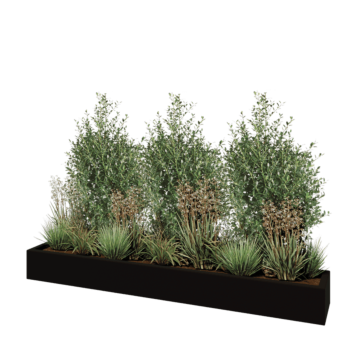 Kvetináč zo sklolaminátu - Obdĺžnik - 200 x 30 x 20 cm - RAL9005 matná (čierna) - S dnom