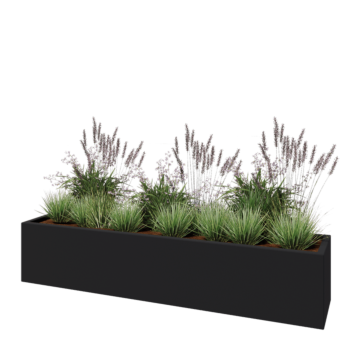 Kvetináč zo sklolaminátu - Obdĺžnik - 200 x 40 x 40 cm - RAL7021 matná (čierna sivá) - S dnom