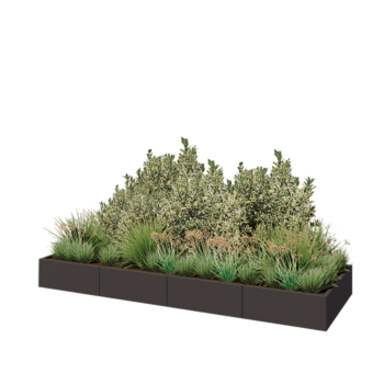 Oceľový kvetináč XXL - Obdĺžnik - 320 x 100 x 30 cm - RAL7016 matný (antracitová sivá) - Bez spodnej dosky