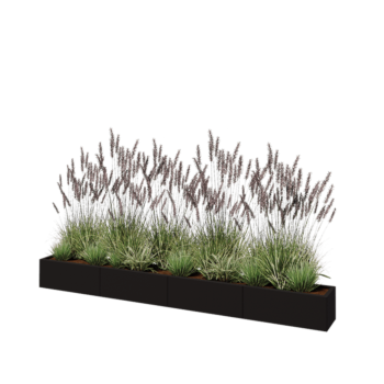 Oceľový kvetináč XXL - Obdĺžnik - 320 x 30 x 30 cm - RAL9005 matný (čierny) - So spodnou doskou