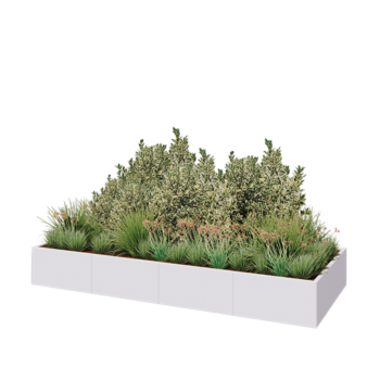 Oceľový kvetináč XXL - Obdĺžnik - 320 x 120 x 40 cm - RAL9010 matný (biela) - Bez spodnej dosky