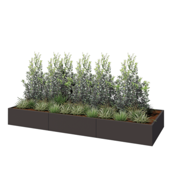 Oceľový kvetináč XXL - Obdĺžnik - 360 x 120 x 40 cm - RAL7016 matný (antracitová sivá) - So spodnou doskou