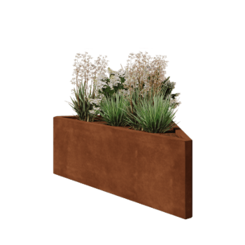 Cortenový kvetináč - Trojuholník Rôznoramenný - 112,2 x 60,5 x 40 cm - Bez spodnej dosky