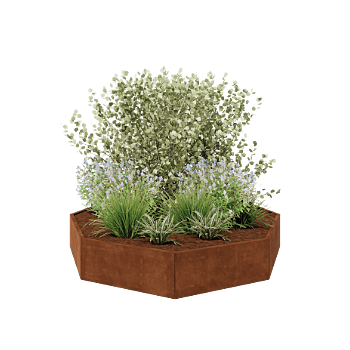 Cortenový kvetináč - Osembuholník - 241,4 x 241,4 x 40 cm - Bez spodnej dosky