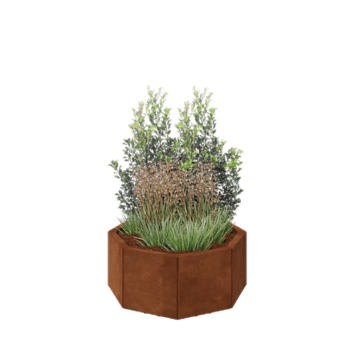 Cortenový kvetináč - Osembuholník - 72,4 x 72,4 x 30 cm - So spodnou doskou - S nohami